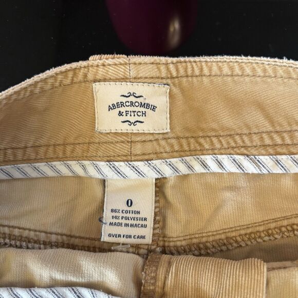 Abercrombie & Fitch Vintage Y2K Tan Corduroy Mini Micro Skirt 0 Low Rise Preppy - Picture 4 of 6